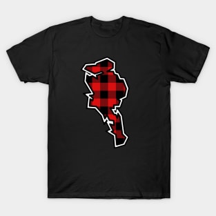 Quadra Island Silhouette in Black and Red Plaid - DIscovery Islands Gift - Quadra T-Shirt